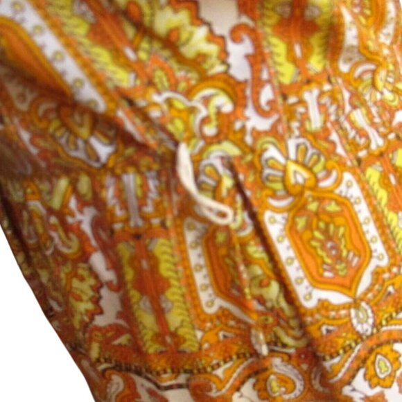 medium Vintage Dress 1960s Boho Floral Print Short Sleeve Dress Golden Print - Picture 5 of 7